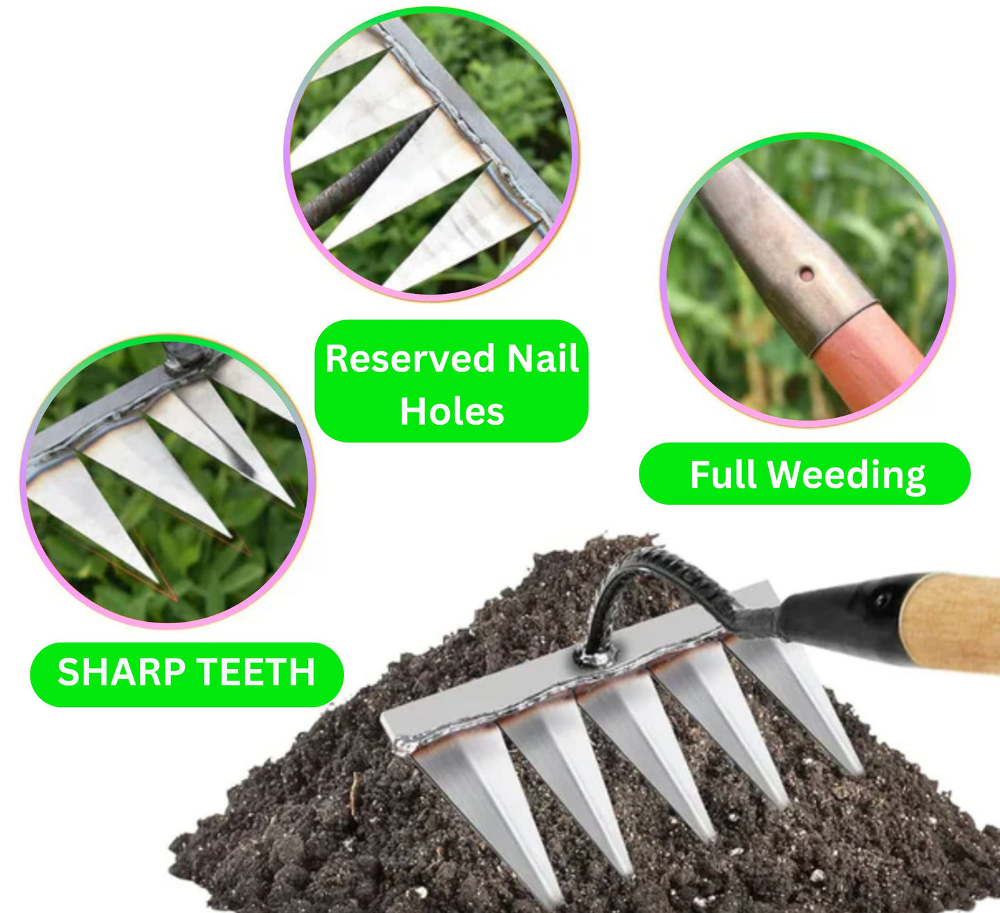 5 Teeth Carbon Steel Garden Weeding - Rust proof