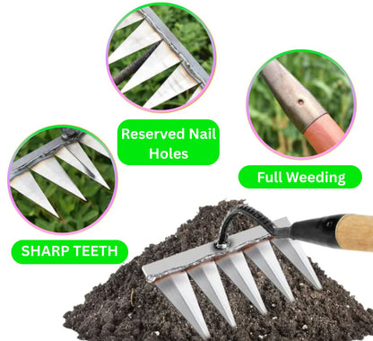 5 Teeth Carbon Steel Garden Weeding - Rust proof